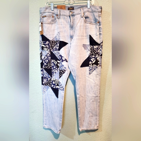 Polo Ralph Lauren Womens Avery Boyfriend Patchwork Bandana Jeans Sz 31 NWT $298.